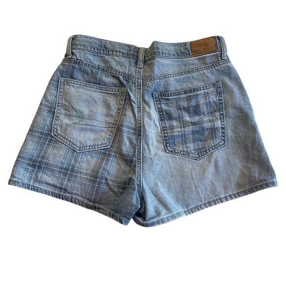 American Eagle Denim Shorts Sz 4Half Blue Plaid Highest Rise Mom Summer Casual - Picture 2 of 12
